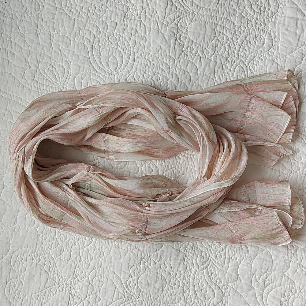 100% silk scarf with rosette details